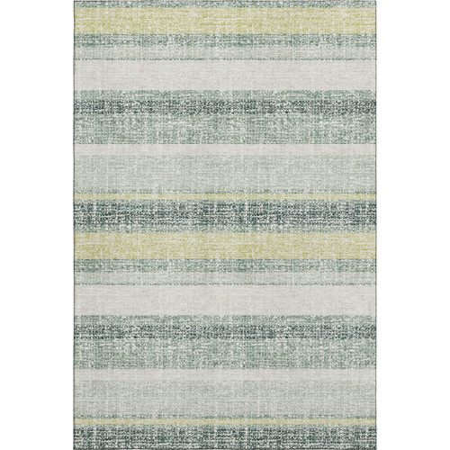 10' X 14' Pale Aqua And Beige Striped Washable Area Rug With UV Protection