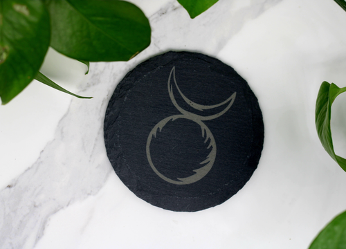 Horned God Engraved Slate Coaster + Altar Tile - 3.5"