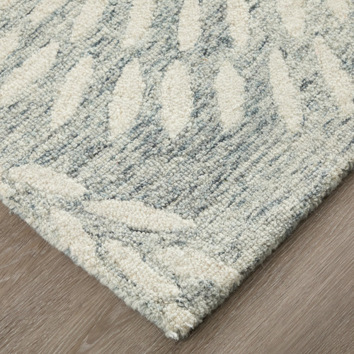 8' X 10' Blue And Ivory Wool Floral Hand Tufted Area Rug