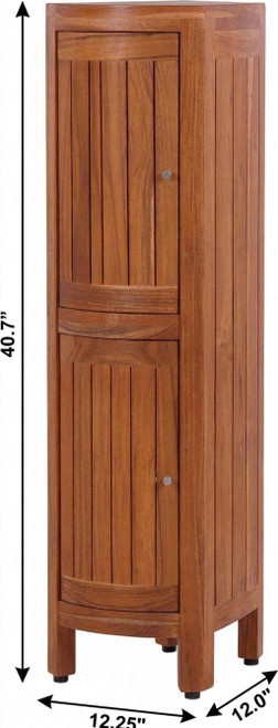 12" Brown Solid Wood Double Door Bathroom Cabinet