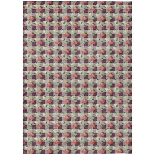 8' X 10' Eggplant And Purple Floral Washable Indoor Outdoor Area Rug