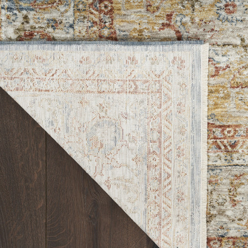 10' Ivory And Blue Floral Medallion Distressed Runner Rug