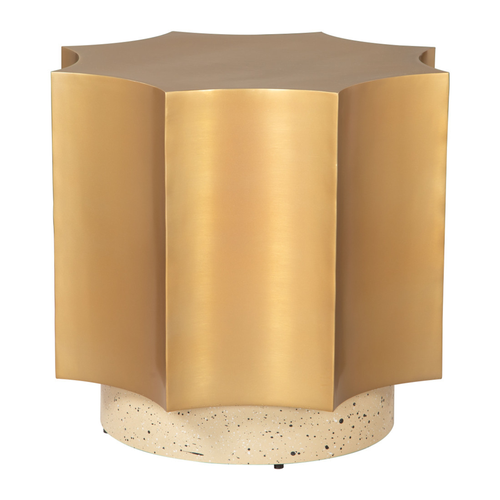 20" Beige Iron Pedestal End Table