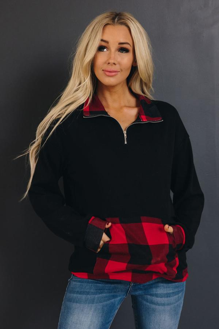Ms Patty Plaid Half Zip Pullover