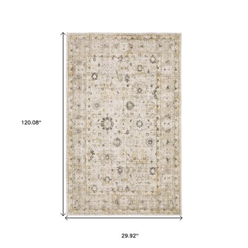 10' Beige And Gold Oriental Hand Tufted Runner Rug