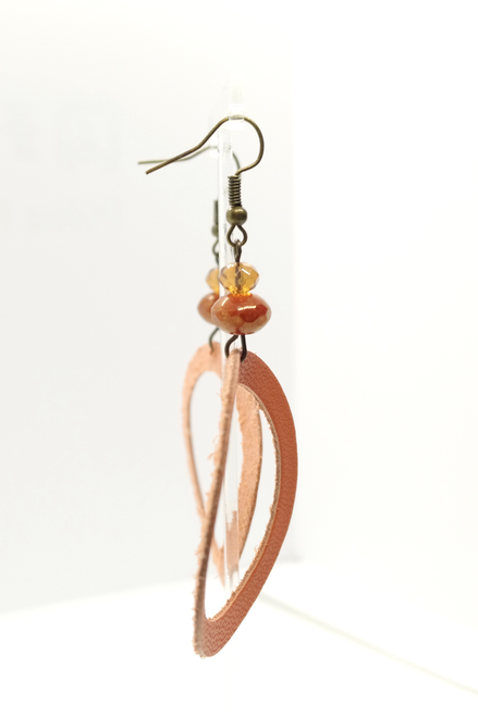 Pumpkin Leather and Rust Jasper Earrings