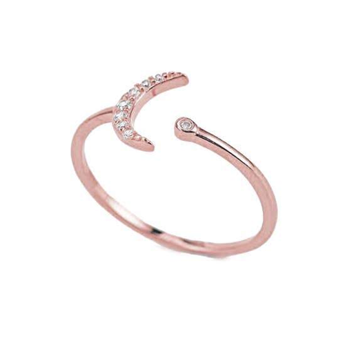 CZ Moon Open Ring Adjustable