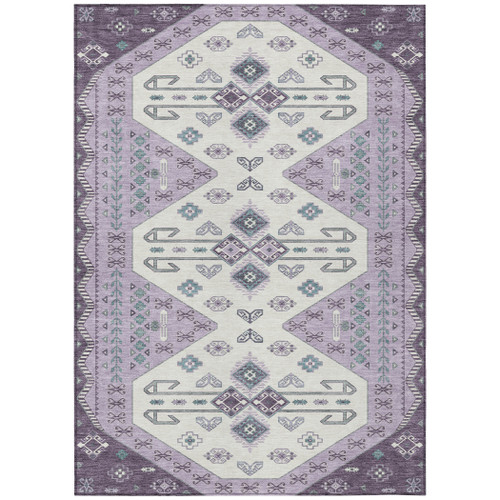 10' X 14' Purple And Lilac Geometric Washable Indoor Outdoor Area Rug