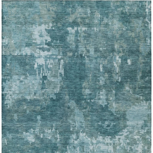 10' X 14' Teal Blue And Aqua Abstract Washable Indoor Outdoor Area Rug