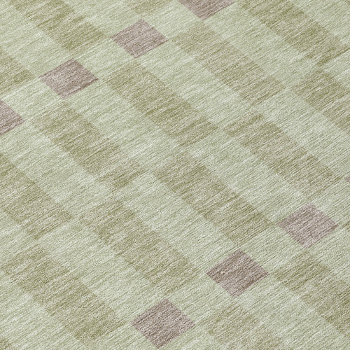 8' X 10' Green And Khaki Geometric Washable Indoor Outdoor Area Rug
