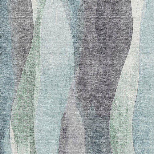 3' X 5' Teal Plum And Ivory Abstract Washable Area Rug With UV Protection