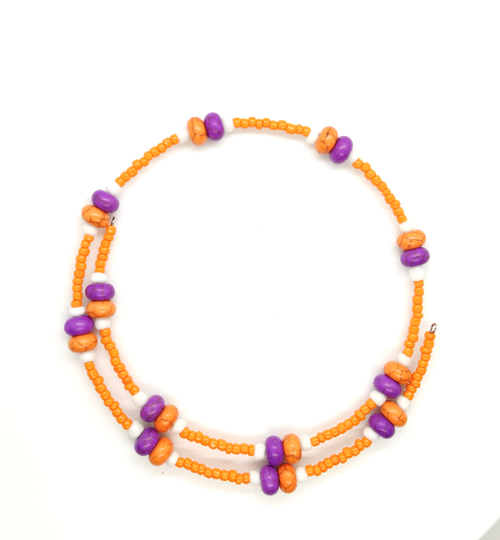 Collegiate-Clemson Stone And Bead Choker