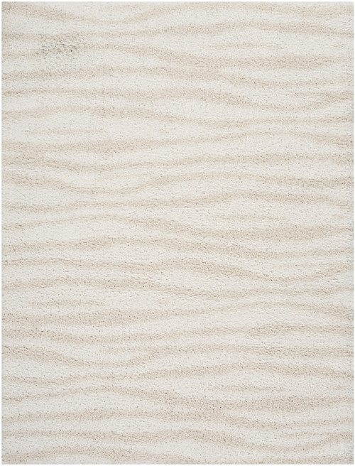 4' X 6' Beige And Ivory Abstract Shag Area Rug