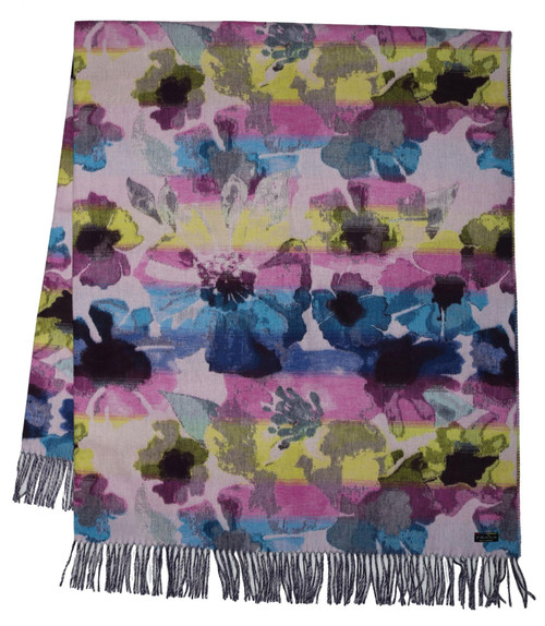 59" X 71" Turquoise Blue And Purple Floral Throw Blanket