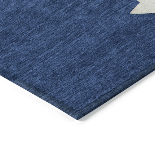 9' X 12' Navy Blue Beige Ivory And Taupe Presents Washable Indoor Outdoor Area Rug