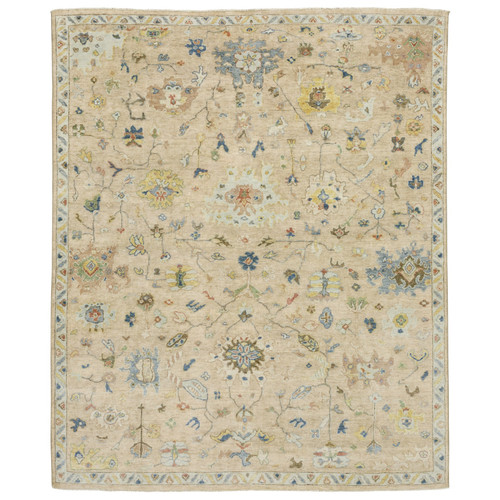 6' X 9' Gray Yellow And Green Wool Oriental Hand Knotted Area Rug With Fringe