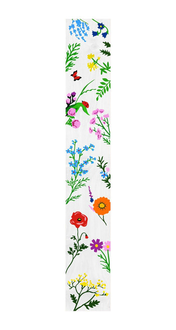 59" White Blue And Green Solid Wood Floral Bouquet Porch Sign