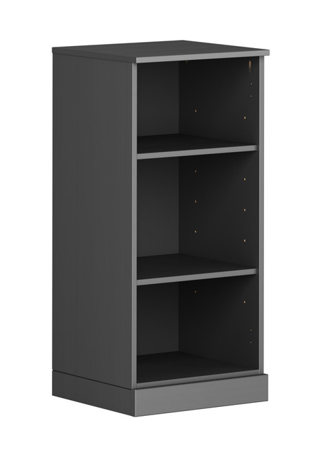 36" Gray Solid Wood Adjustable Three Tier Library Bookcase