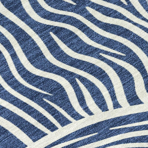 10' X 14' Navy Blue And Beige Ikat Washable Indoor Outdoor Area Rug