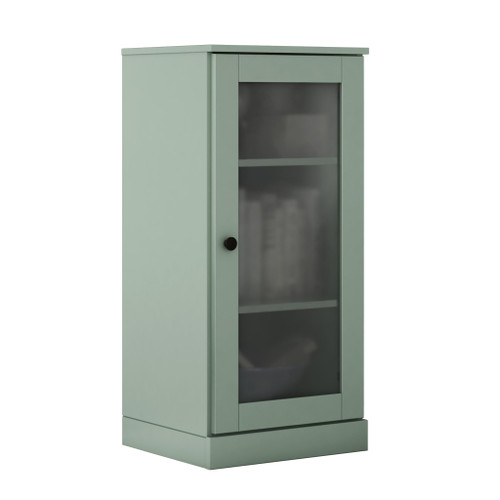 36" Sage Solid Wood Adjustable Three Tier Library Bookcase with One Door