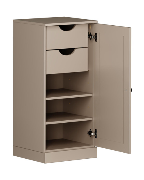 17" Beige Solid Wood Free Standing Single Door Linen Cabinet
