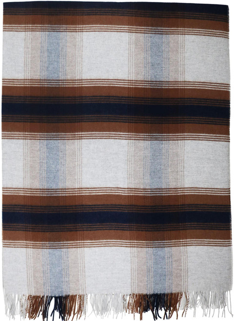 51" X 71" Silver And Brown Polyester Blend Plaid Throw Blanket