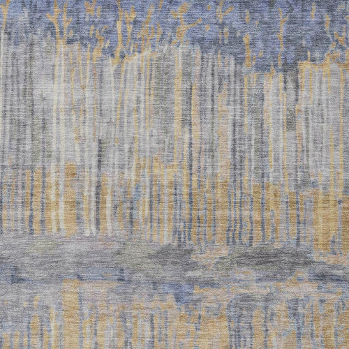 8' X 10' Denim Blue And Blue Abstract Washable Indoor Outdoor Area Rug