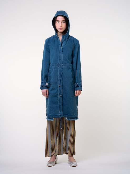 Fussed | Long Denim waist-adjustable Coat