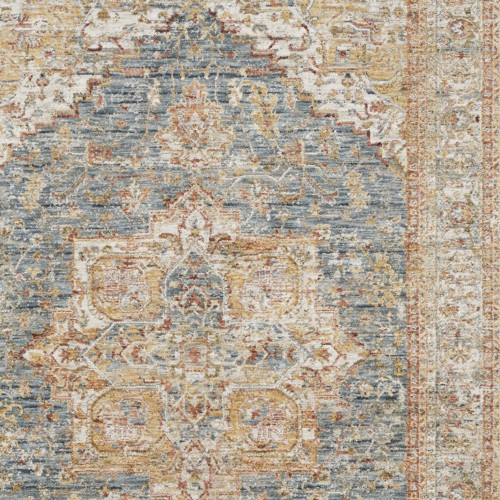 4' X 6' Ivory And Blue Oriental Distressed Area Rug