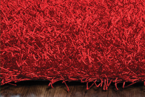 5' X 7' Red And Natural Shag Hand Tufted Area Rug
