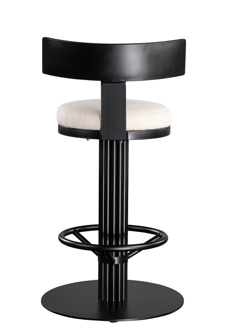 26" White and Black Linen and Steel Counter Height Swivel Bar Chair