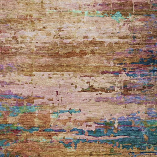 10' X 14' Sage Teal Blue And Blush Abstract Washable Indoor Outdoor Area Rug