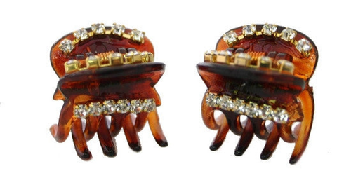 Tiny Hair Claws Decorated with Crystal Rhinestones 