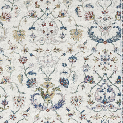 4' X 6' Blue And Sky Blue Floral Area Rug