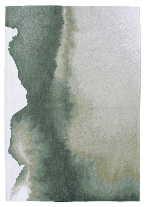 5' X 7' Gray And Green Abstract Washable Area Rug