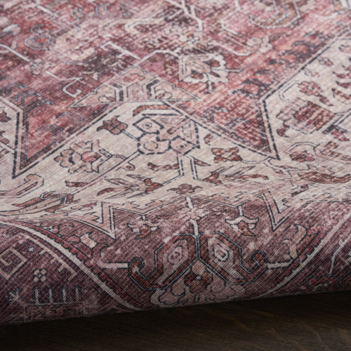 8' X 10' Red Floral Distressed Area Rug