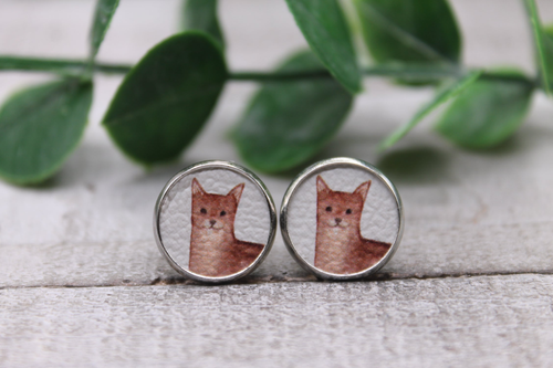 Cat || Stud Earrings || Hypoallergenic