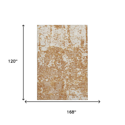 10' X 14' Copper And Ivory Abstract Washable Area Rug With UV Protection