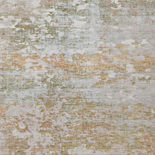 8' X 10' Coral Ivory And Gray Abstract Washable Indoor Outdoor Area Rug
