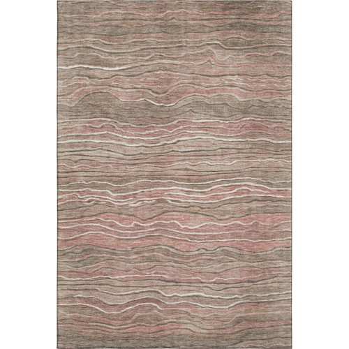 10' X 14' Coffee Copper And Beige Striped Washable Area Rug With UV Protection