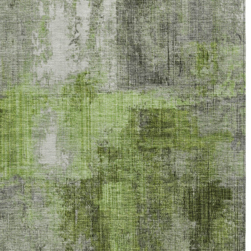 10' X 14' Fern Green And Gray Abstract Washable Indoor Outdoor Area Rug