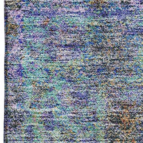 10' X 14' Purple And Teal Medallion Washable Area Rug With UV Protection