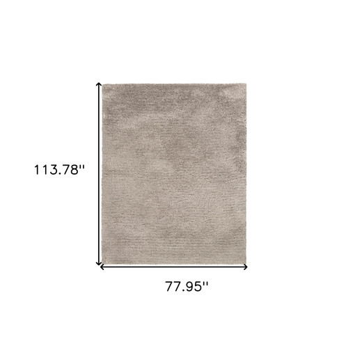 7' X 10' Silver Shag Hand Tufted Area Rug