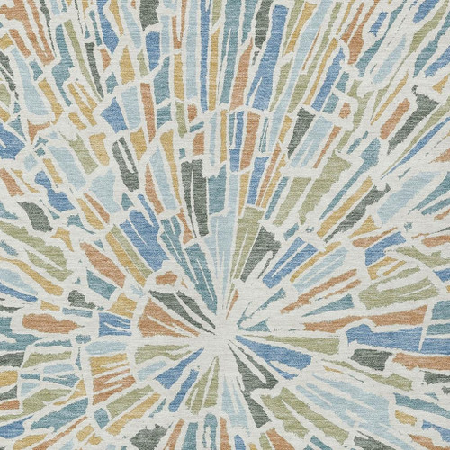 8' X 10' Blue And Denim Blue Abstract Washable Indoor Outdoor Area Rug