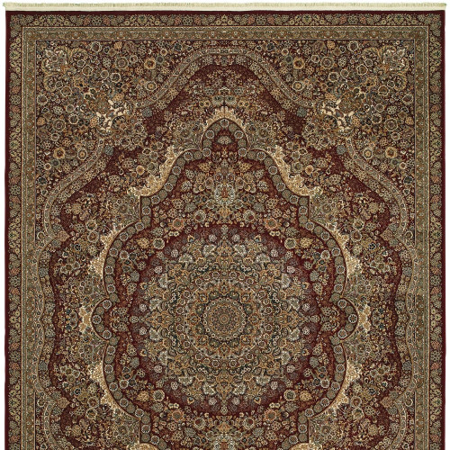 10' X 13' Red And Gold Medallion Area Rug With Fringe