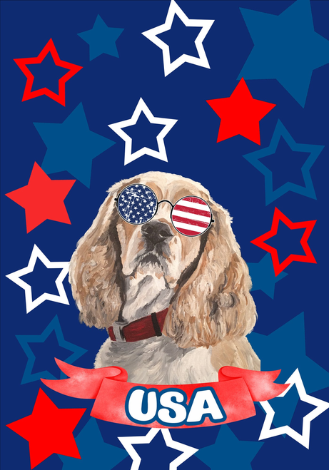 Cocker Spaniel Buff - Hippie Hound Studios Patriotic  House and Garden Flags