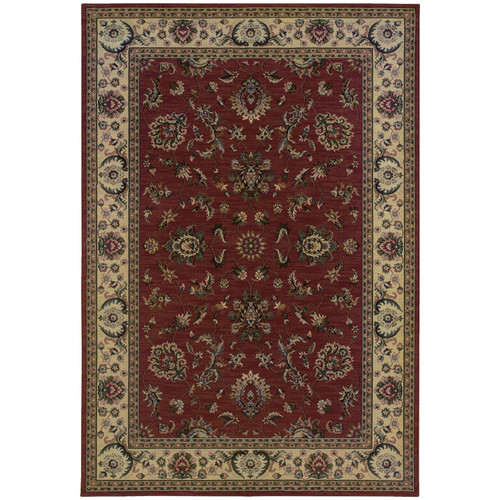 10' X 13' Red And Ivory Oriental Area Rug