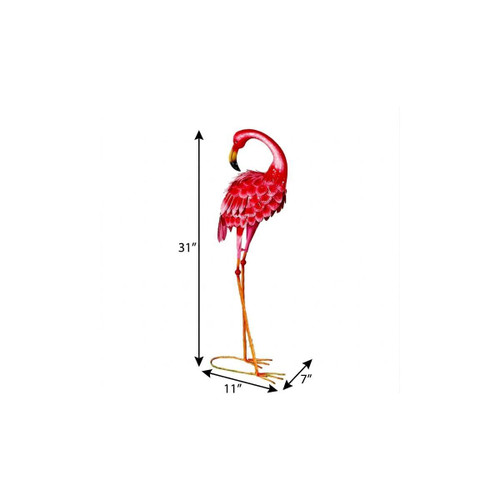 31" Pink Metal Flamingo Garden Accents Accessories