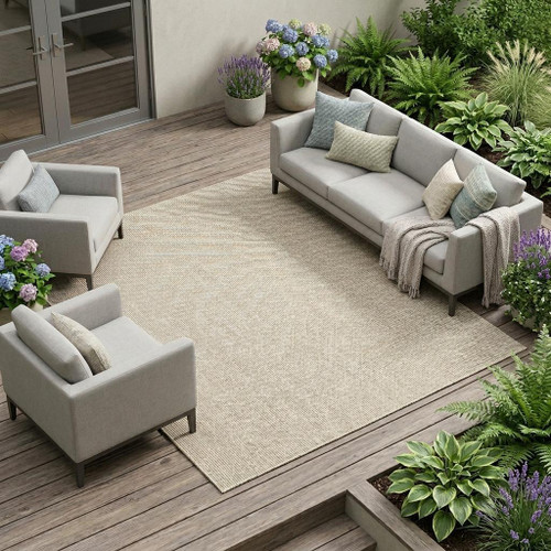 6' X 9' Beige Indoor Outdoor Area Rug