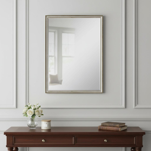 38" Silver Wood Accent Mirror